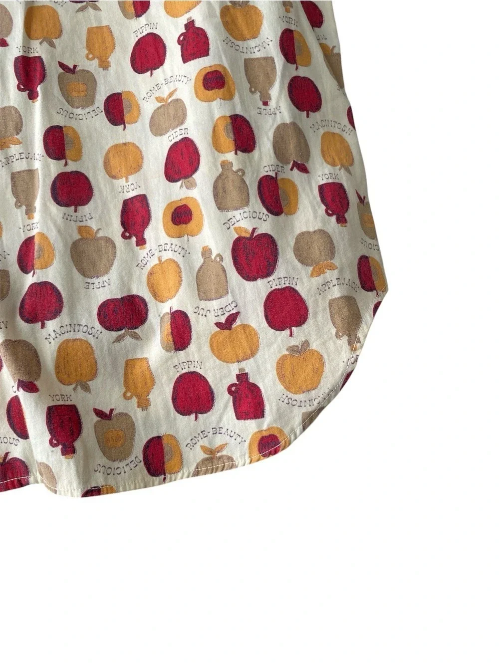 Russ vintage 60’s Red A-Line Skirt with Apple Printed Button-Up Top